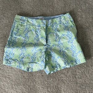 Crown & Ivy Pineapple Print Women Shorts - Green and Blue